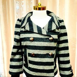 Barneys NY CO OP XS NWT Wool Stripped Cropped Military Style Cropped Coat